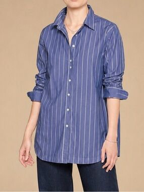 Banana Republic Parker Striped Tunic Oversized Cotton Shirt